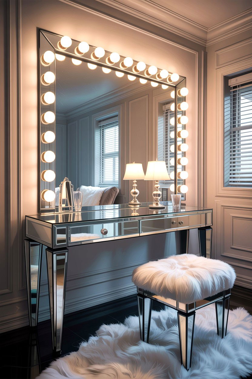 Mirrored Vanity Light - 30 bedroom dimmer lights ideas