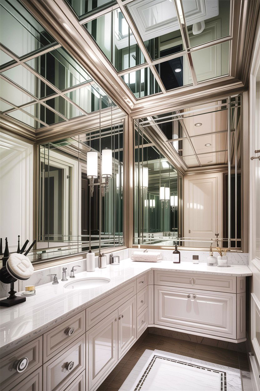 Mirrored bathroom ceiling - 30 bathroom ceiling ideas