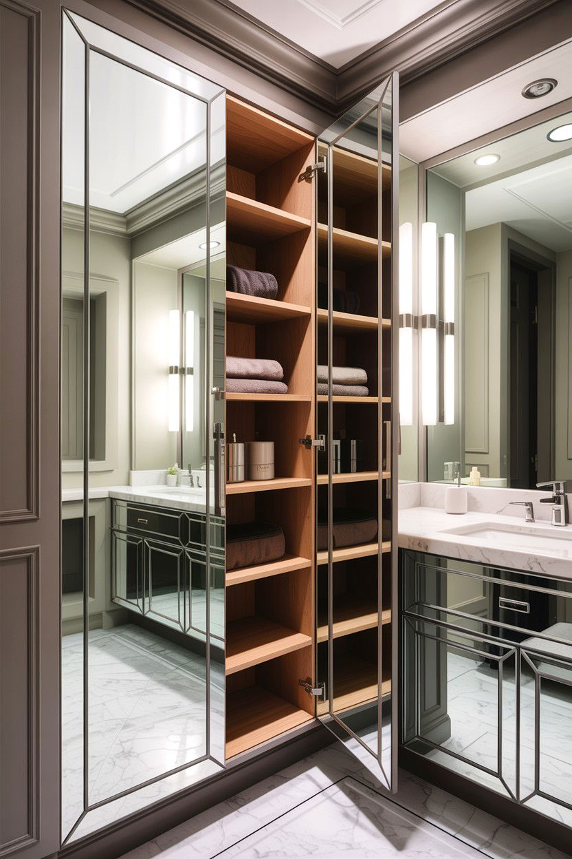 Mirrored bathroom closet - 30 bathroom closet ideas