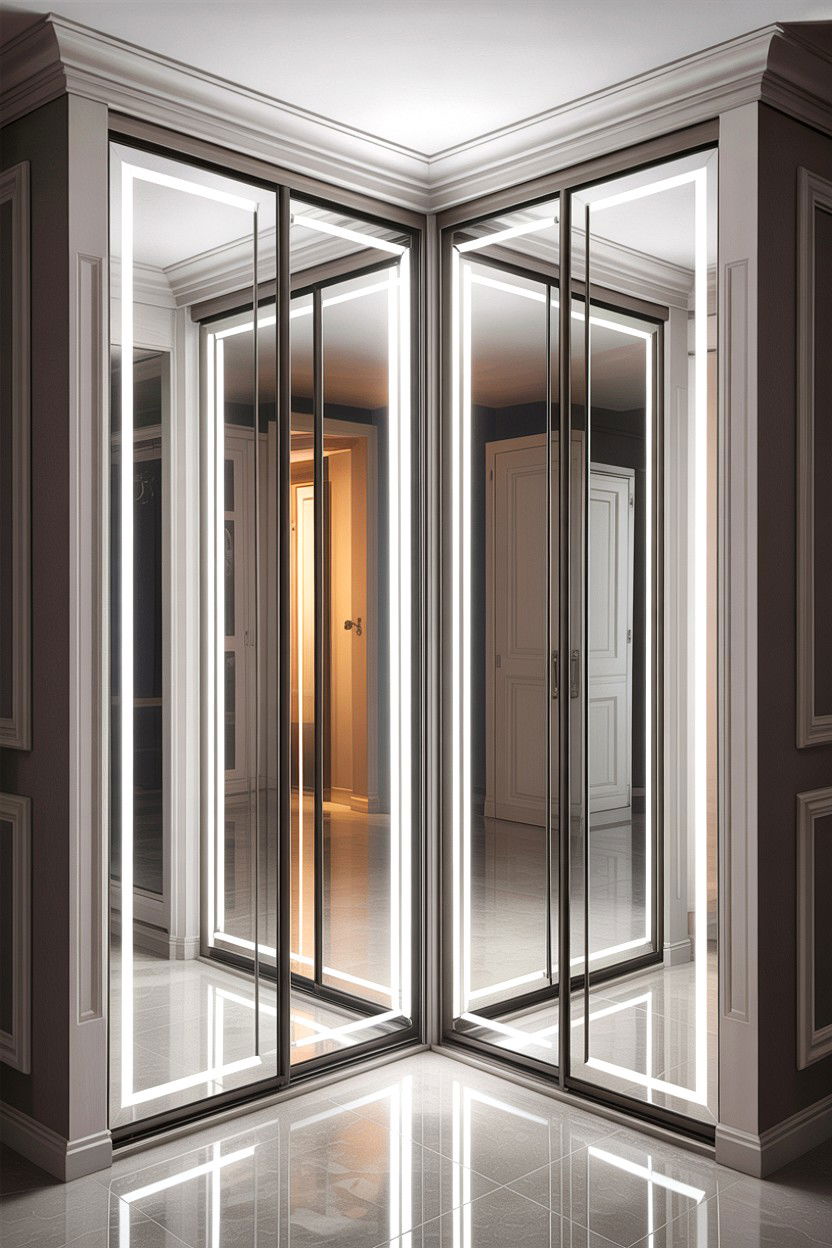 Mirrored closet door lighting - 30 bedroom closet lighting ideas