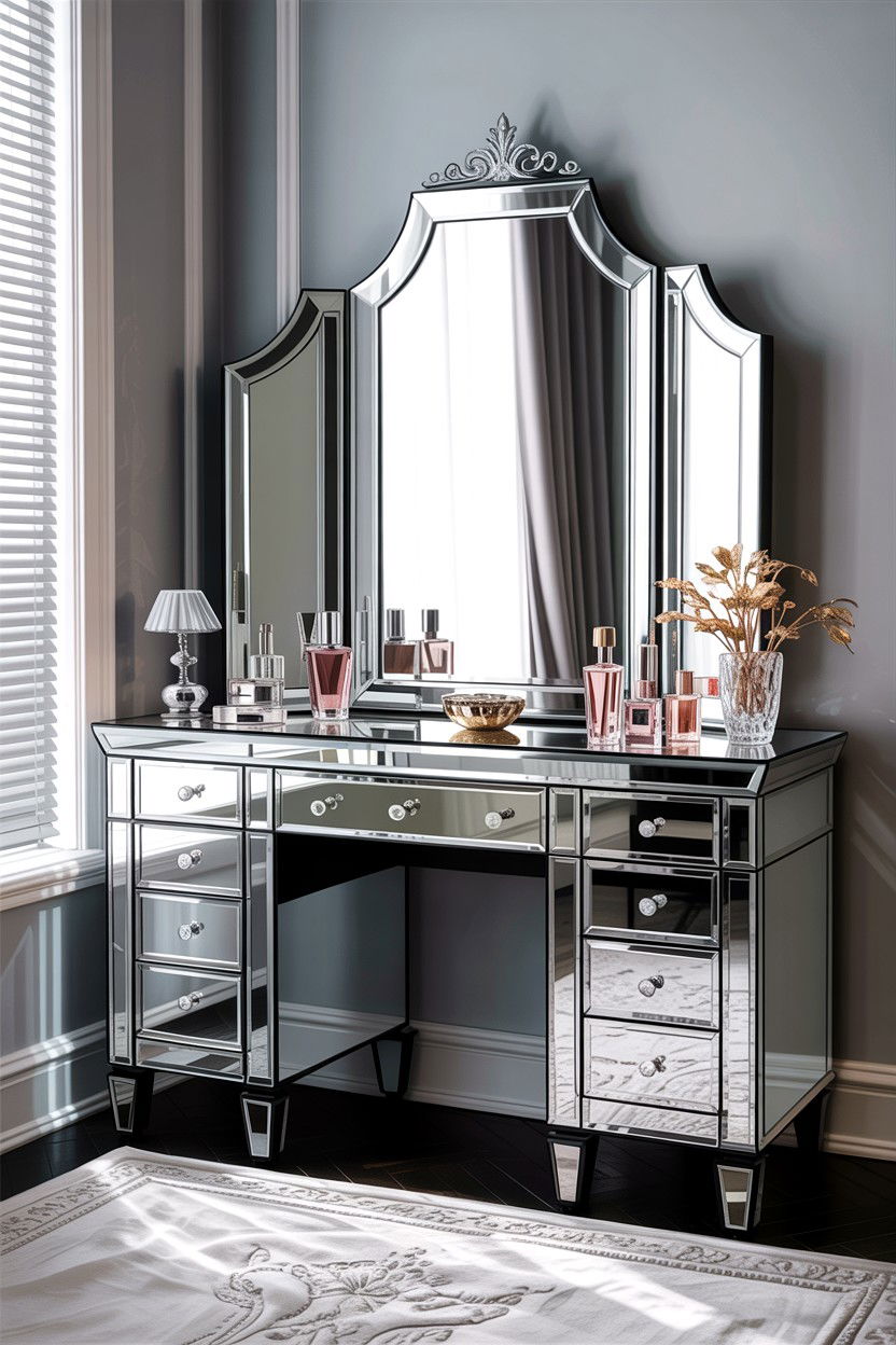Mirrored vanity table - 30 bedroom vanity ideas