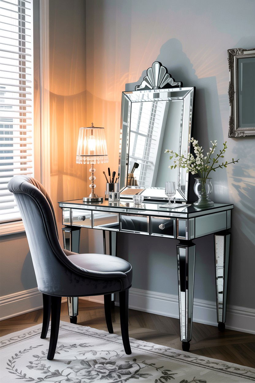 Mirrored vintage vanity desk - 30 bedroom vintage vanity ideas