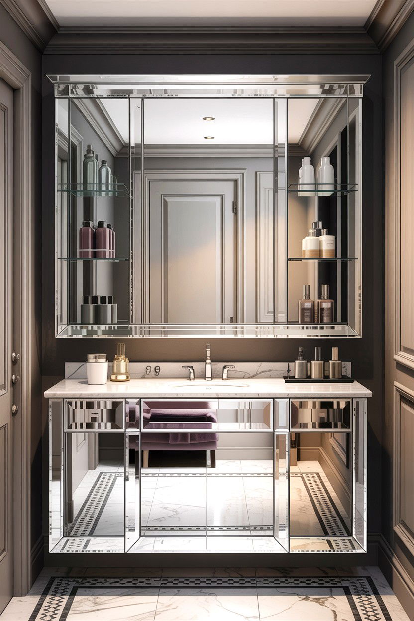 Mirrored wall cabinet - 30 small bathroom space storage ideas