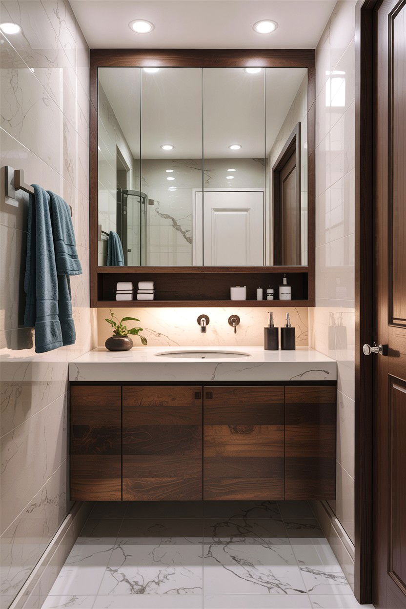 Mirrored wall cabinet - 30 Jack and Jill bathroom ideas