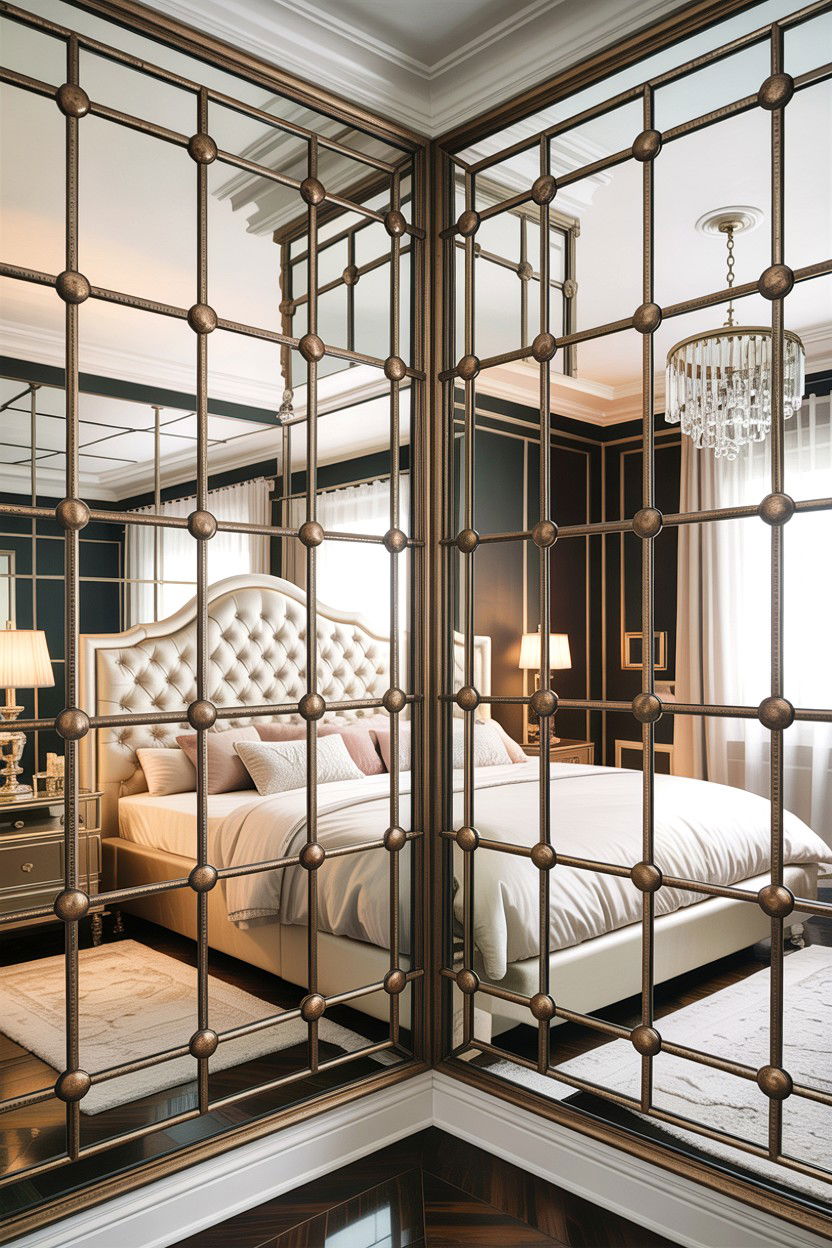 Mirrored wall panels - 30 bedroom textured walls