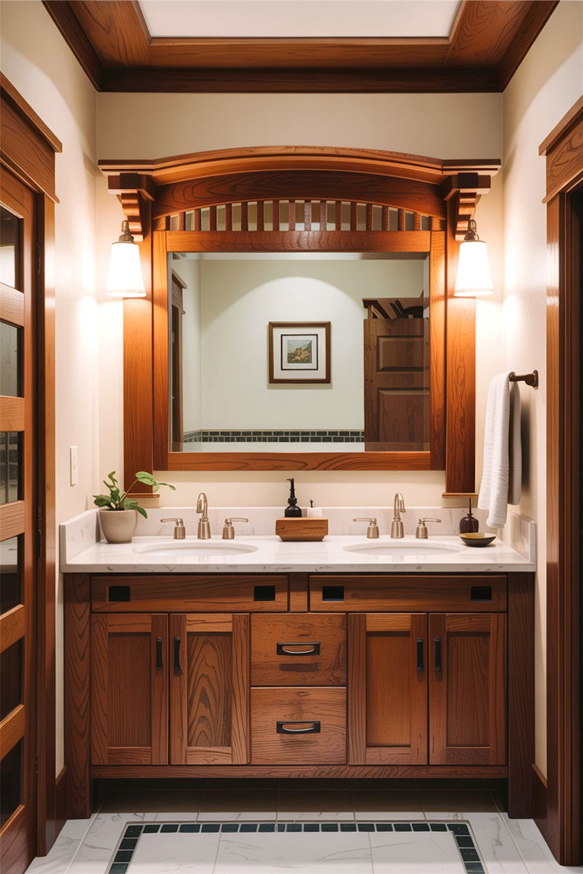 Mission style bathroom mirror - 30 craftsman bathroom ideas