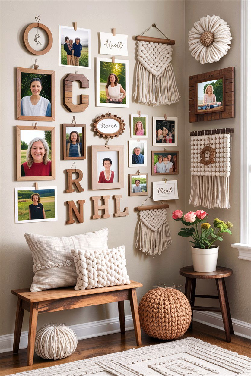 Mixed Media Memory Wall - 30 bedroom memory wall ideas