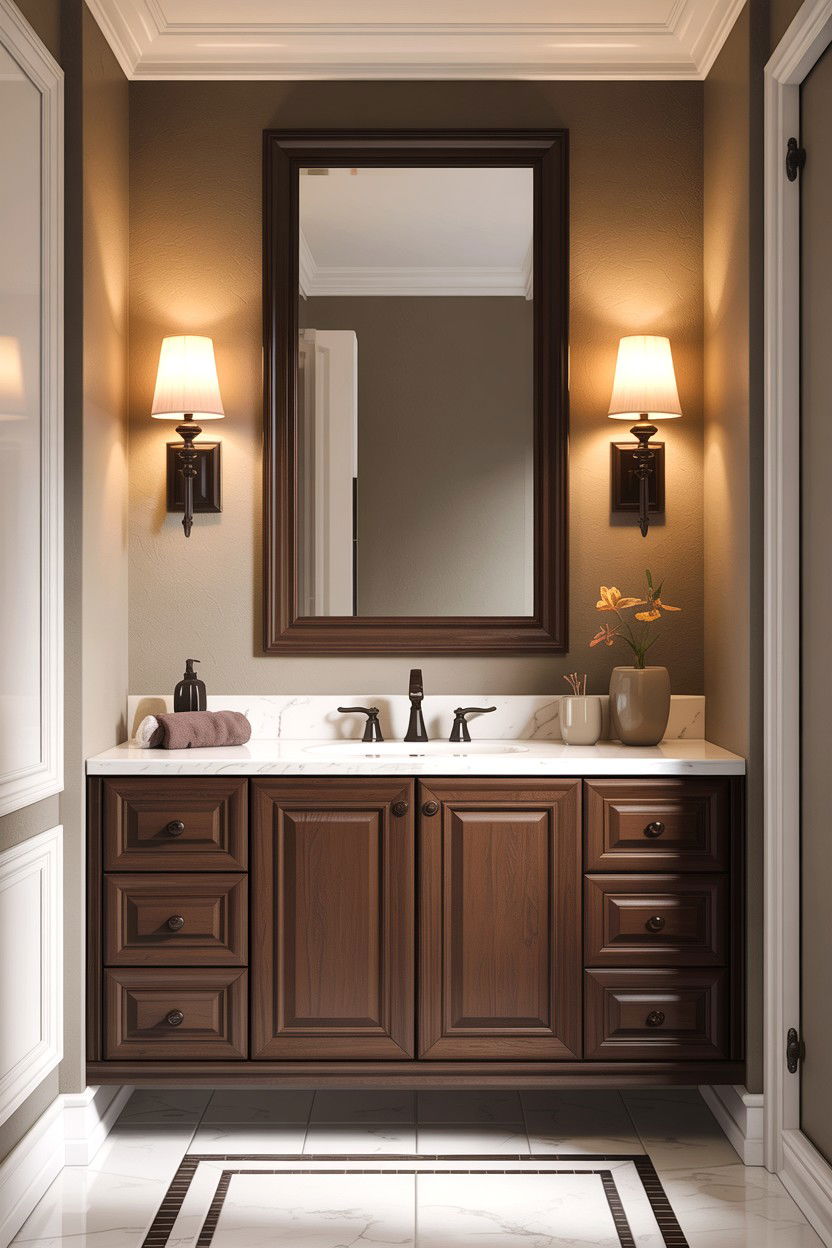 Mocha bathroom light fixtures - 30 chocolate brown bathroom ideas