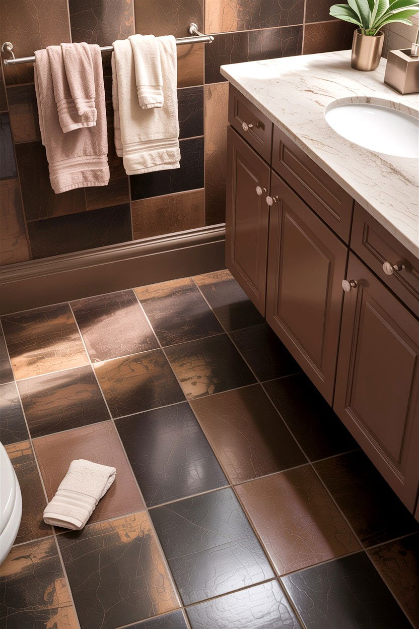 Mocha brown bathroom floor tile - 30 chocolate brown bathroom ideas