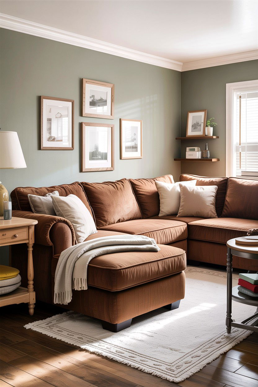 Mocha brown sectional living room - 30 warm brown living room ideas