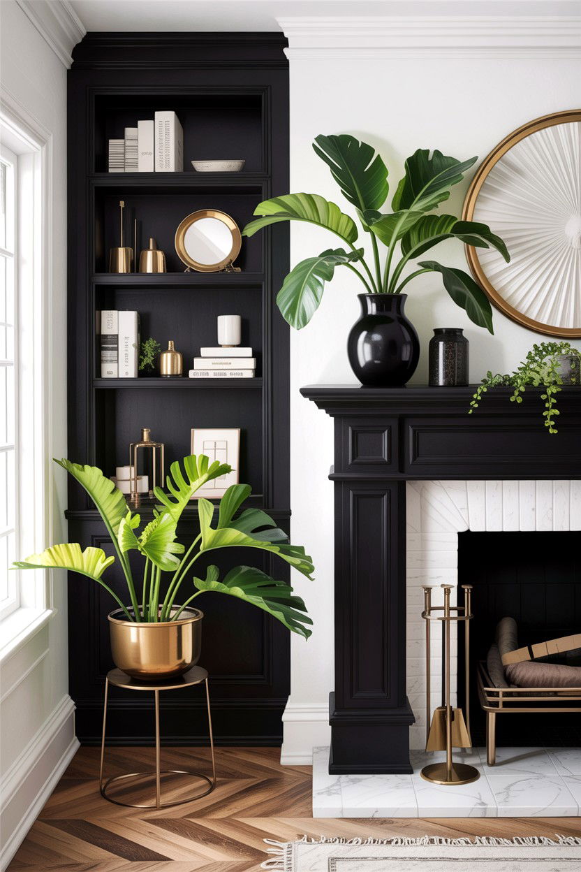 Modern Black Mantel - 30 living room fireplace mantel ideas