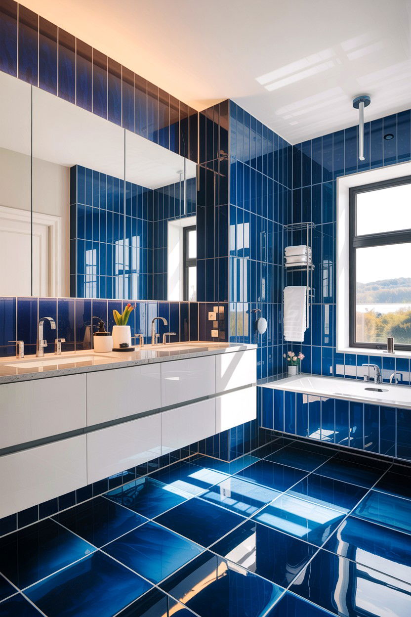 Modern Blue Master Bathroom - 30 cobalt blue bathroom ideas