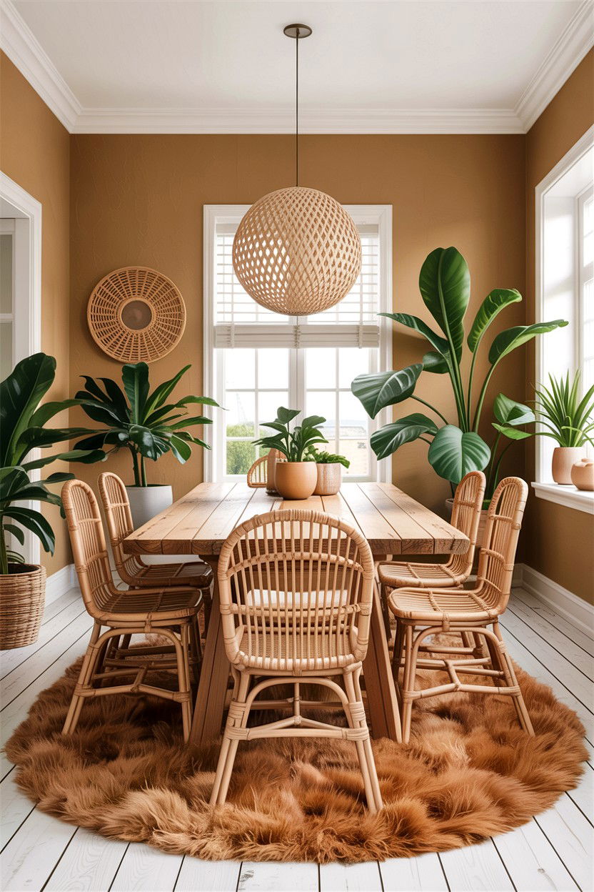 Modern Boho Tan Dining Room - 30 warm tan dining room ideas