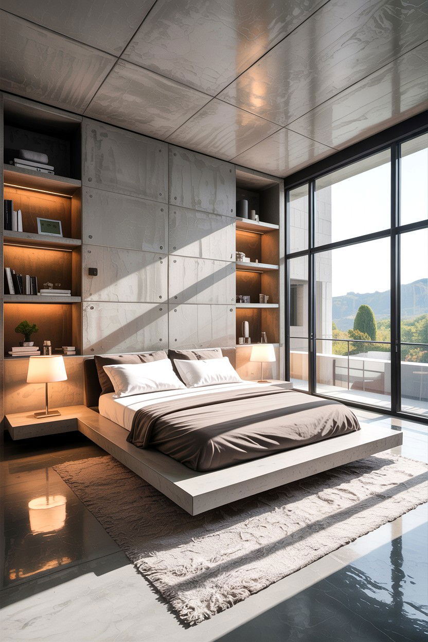 Modern Concrete Bedroom - 30 concrete wall bedroom ideas