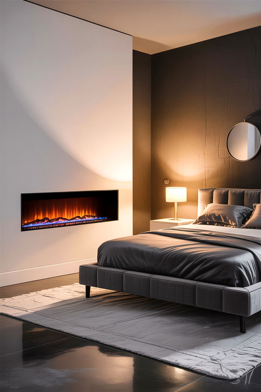Modern Electric Fireplace - 30 bedroom with fireplace ideas