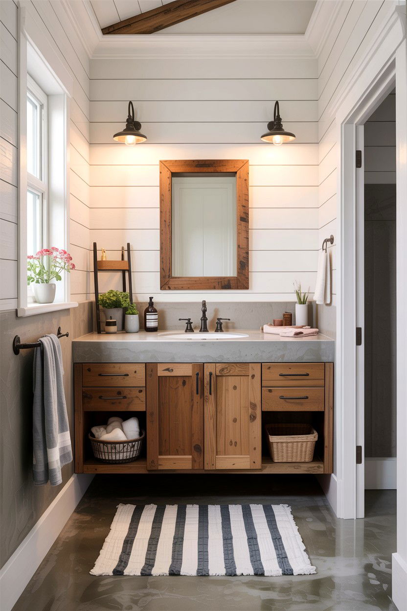 Modern Farmhouse Concrete Bathroom - 30 concrete bathroom ideas