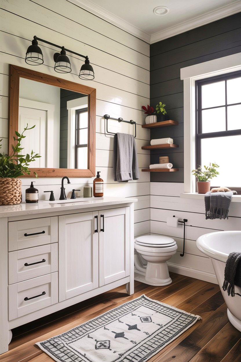 Modern Farmhouse Guest Bath - 30 guest bath decor ideas