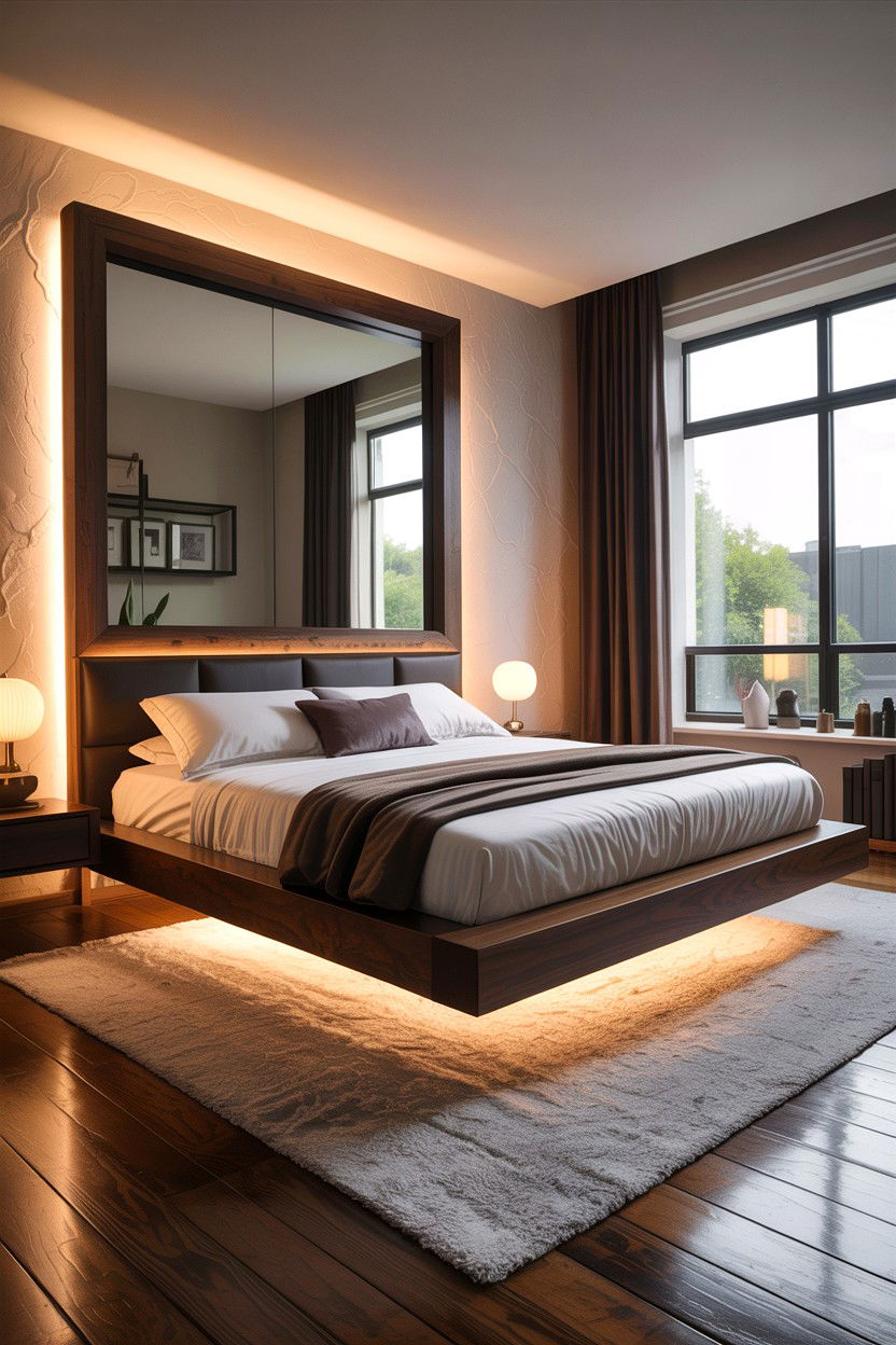 Modern Floating Bed Frame - 30 dramatic bedroom ideas