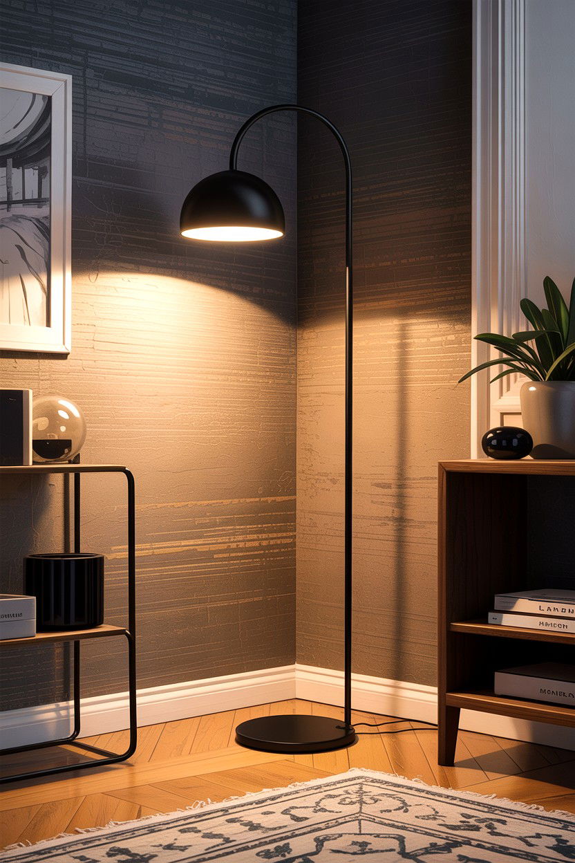 Modern Floor Lamp - 30 bedroom corner ideas