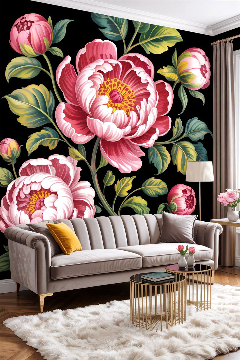 Modern Floral Wallpaper - 30 floral themed living room ideas