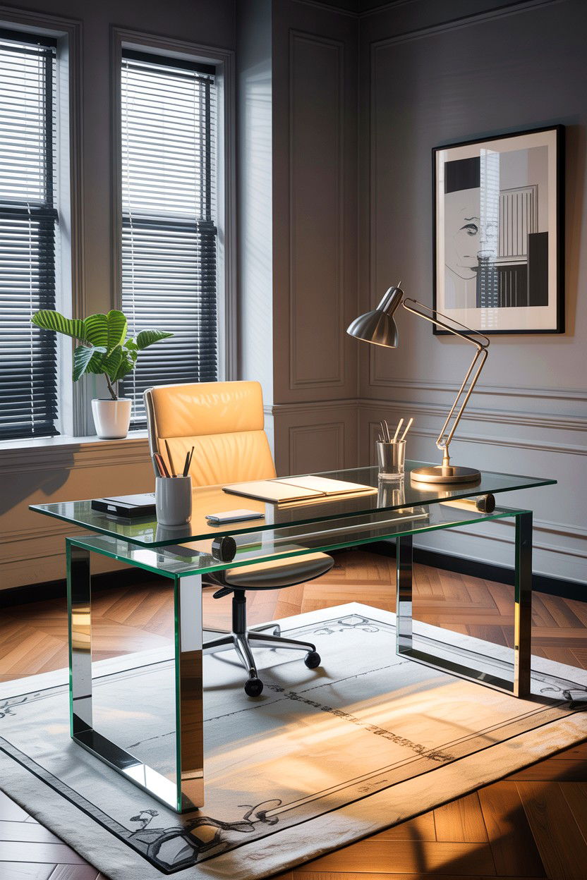 Modern Glass Desk - 30 bedroom writing desks