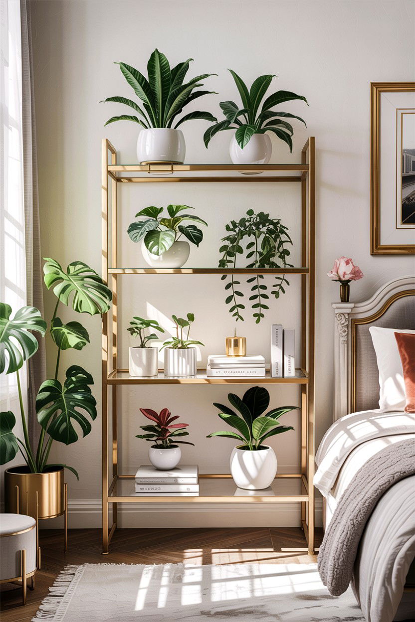 Modern Gold Plant Shelf - 30 bedroom plant shelves