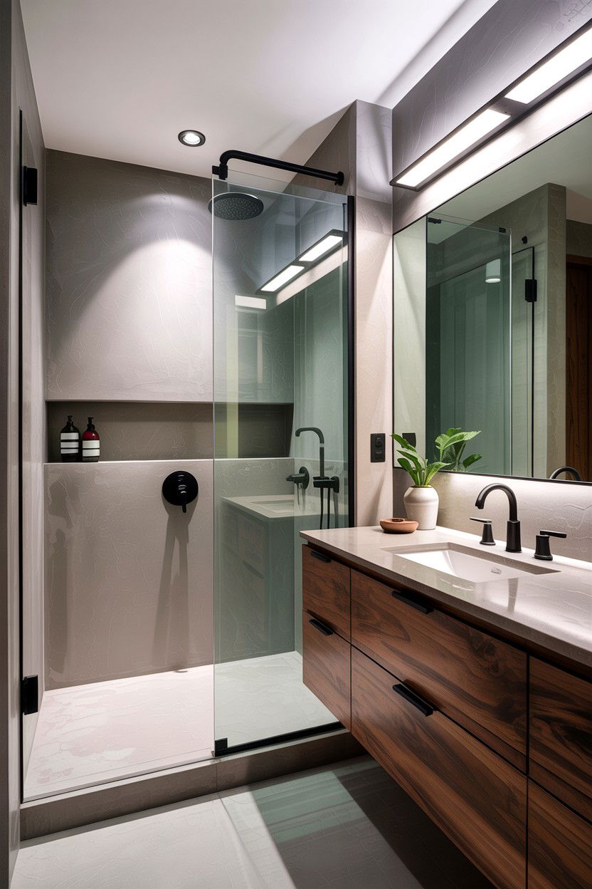 Modern Gray Concrete Bathroom - 30 gray bathroom ideas