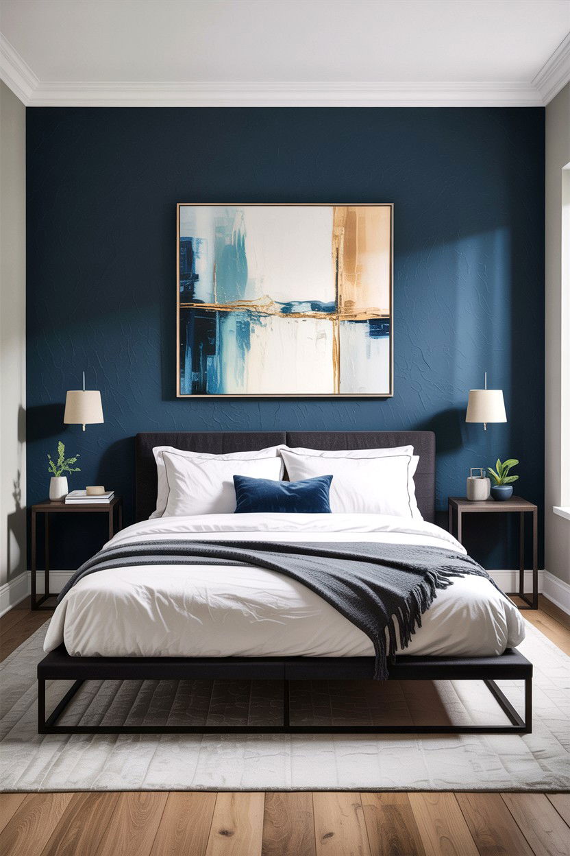 Modern Indigo Accent Wall - 30 indigo bedroom ideas