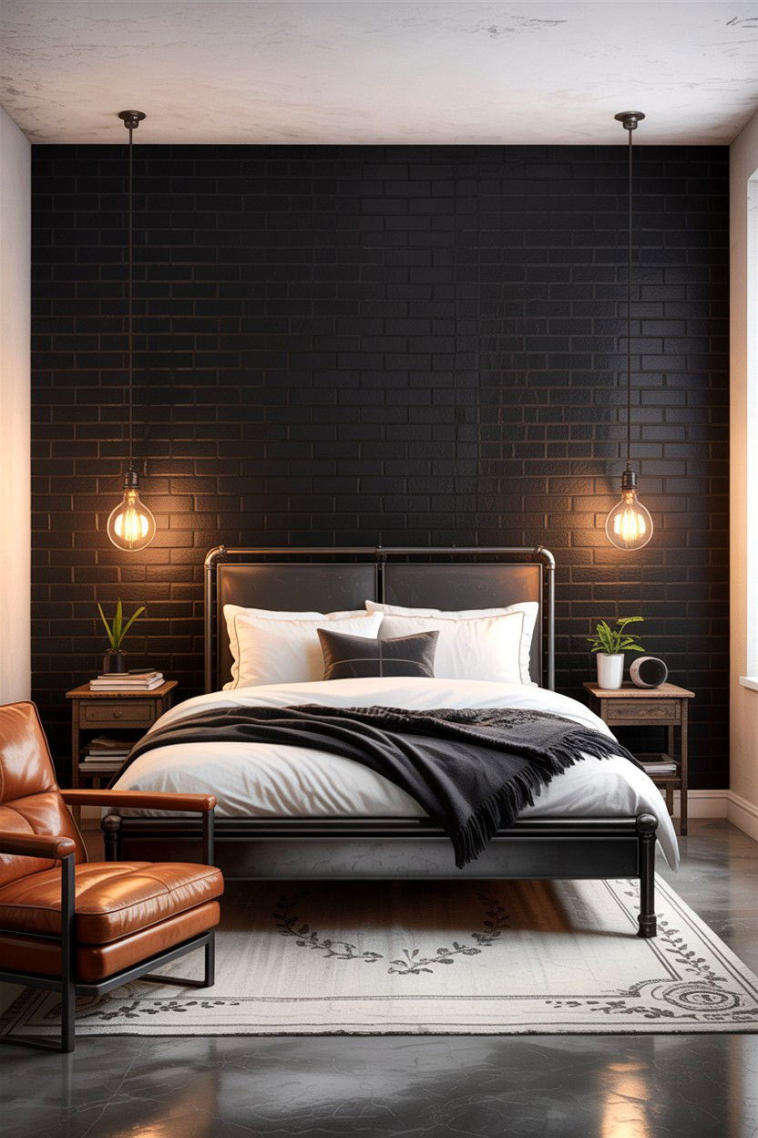 Modern Industrial Black Bedroom - 30 bedroom black walls
