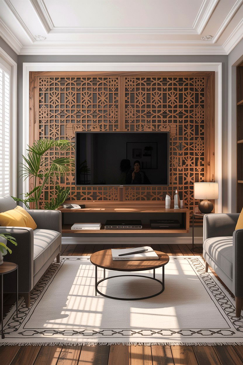 Modern Jali Wall Design - 30 Indian living room ideas
