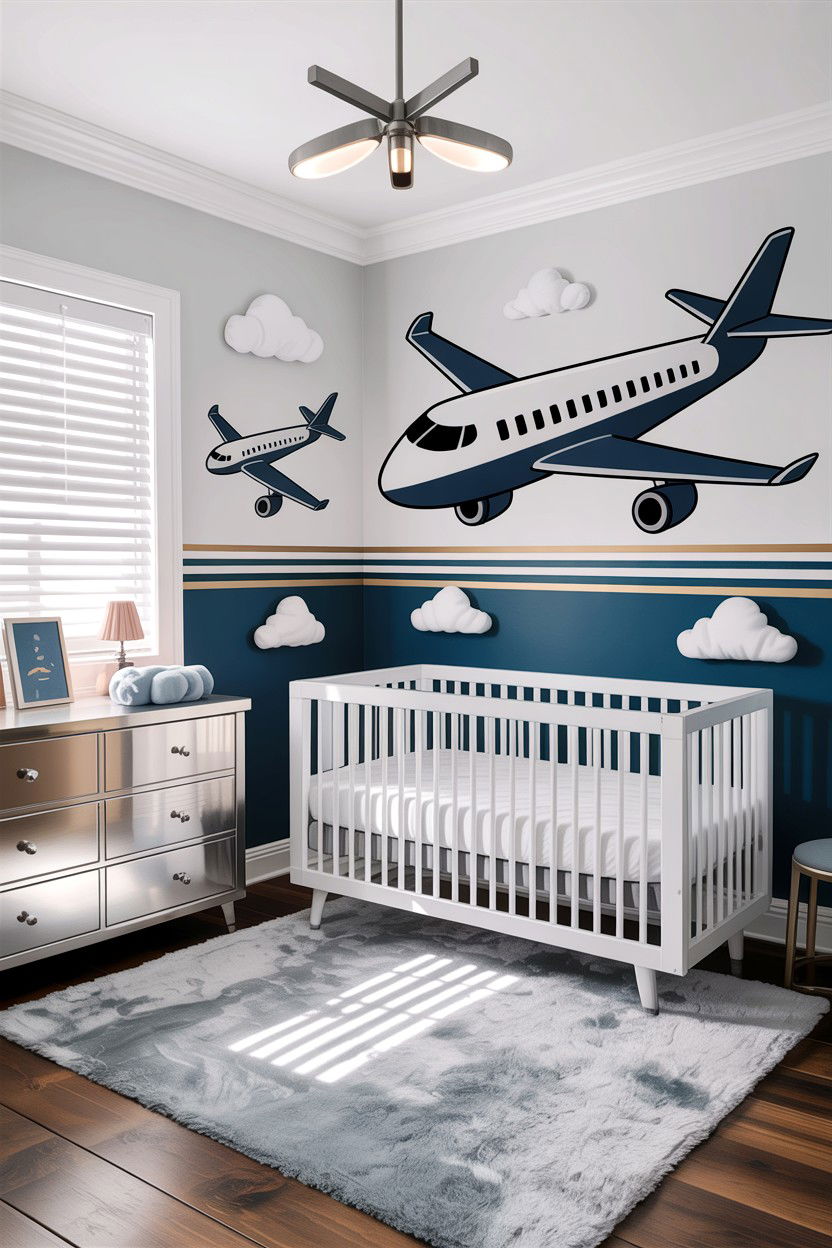 Modern Jet Nursery - 30 airplane bedroom ideas