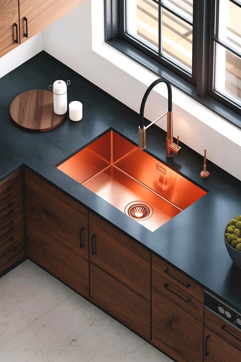 Modern Kitchen Copper Undermount Sink - 30 copper sink ideas