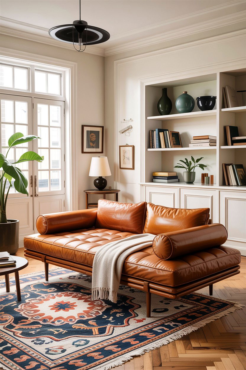 Modern Leather Daybed - 30 leather bedroom ideas