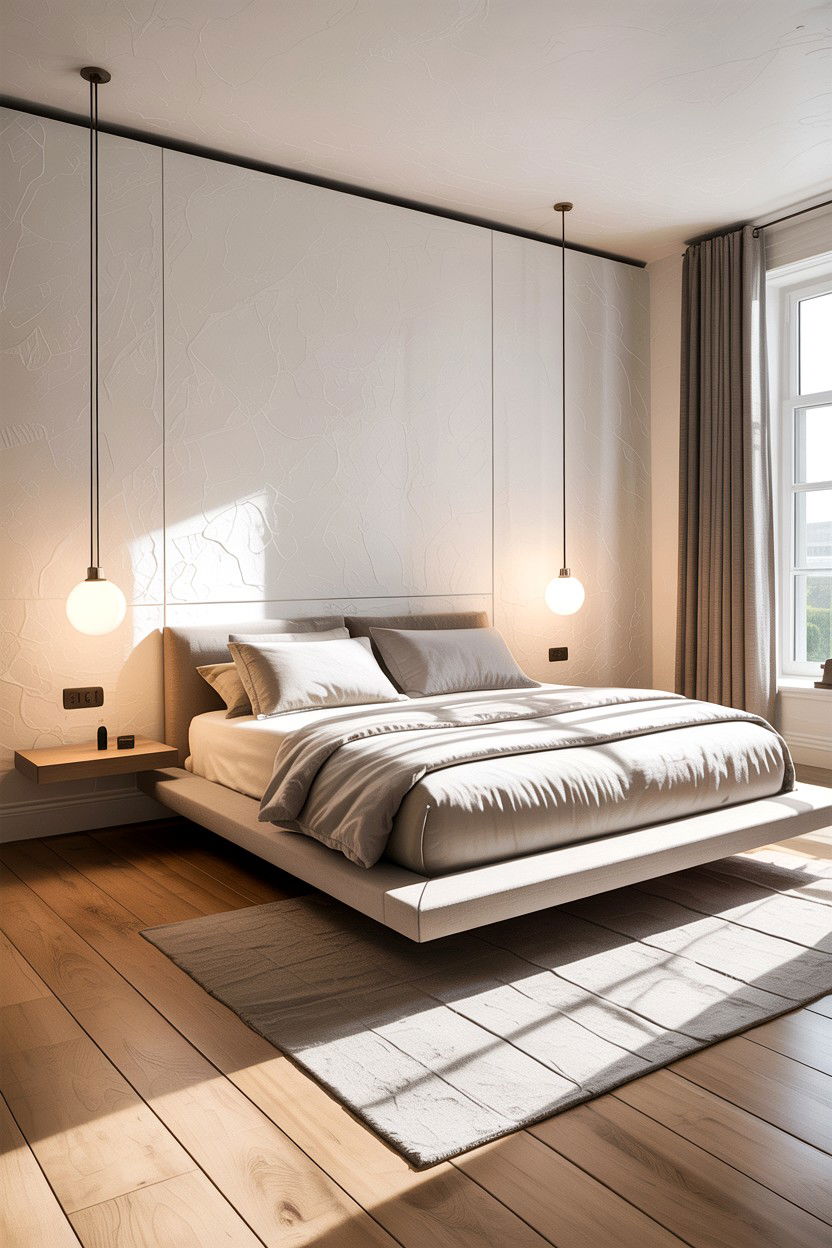 Modern Minimalist Floating Bed - 30 bedroom floating bed ideas