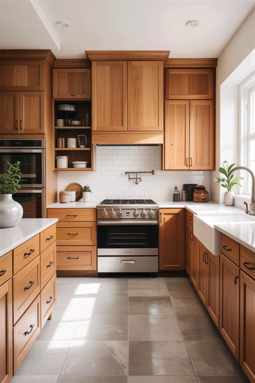 Modern Oak Cabinets White Countertops - 30 tan and white kitchen ideas