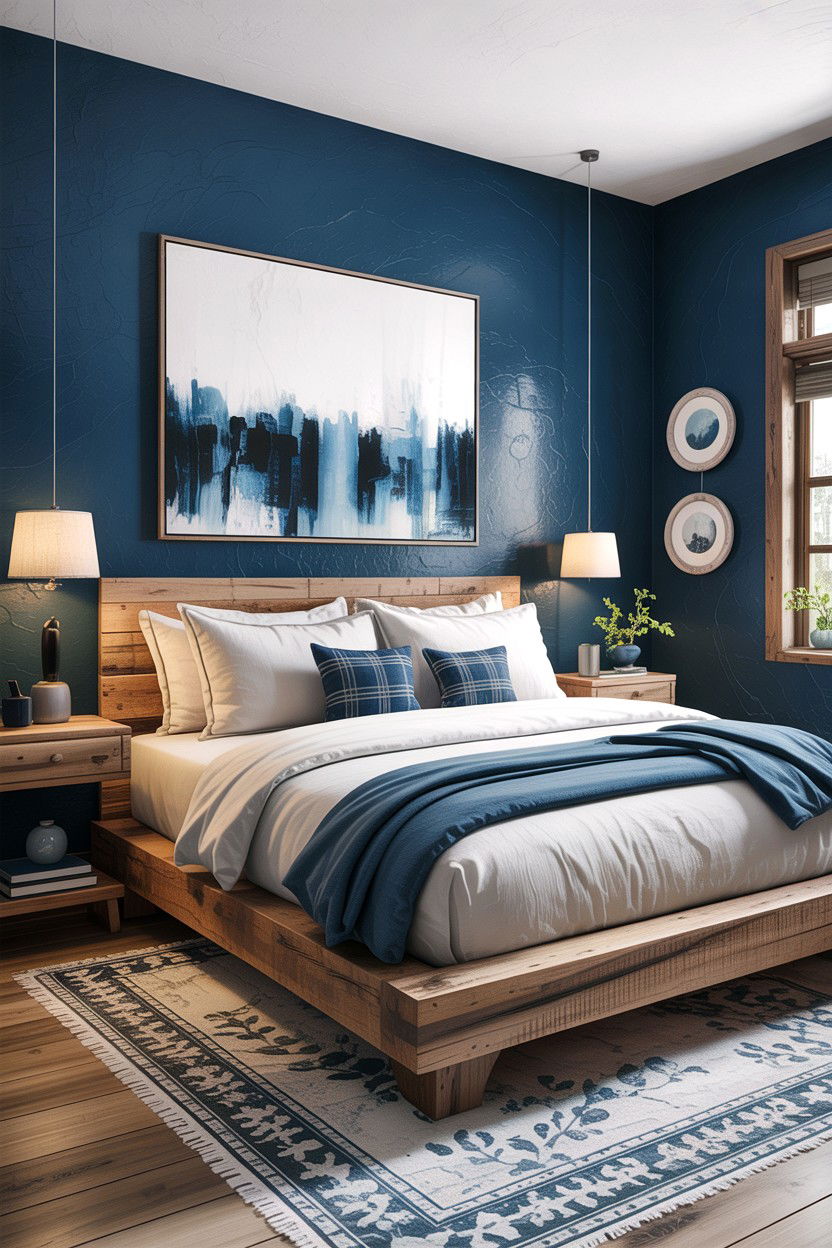 Modern Rustic Blue Bedroom - 30 rustic blue bedroom ideas
