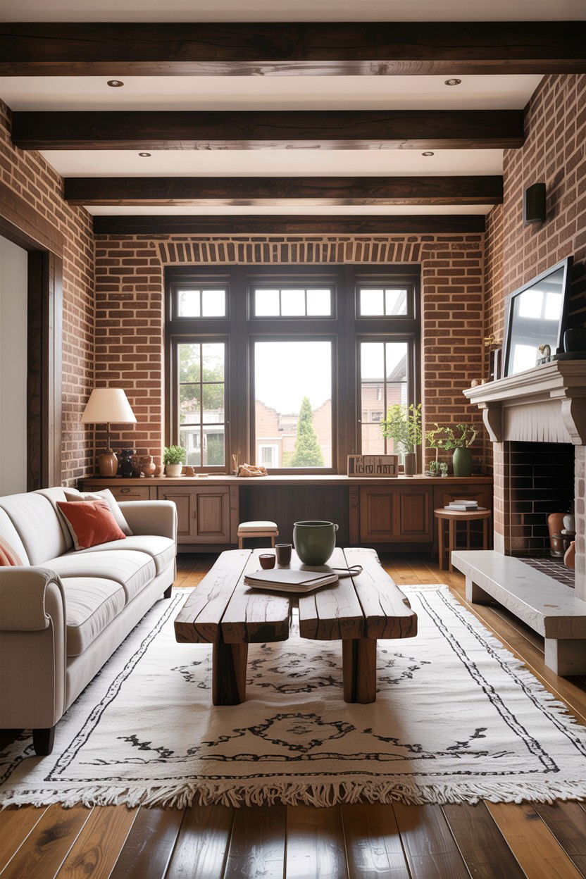 Modern Rustic Brick Living Room - 30 exposed brick living room ideas