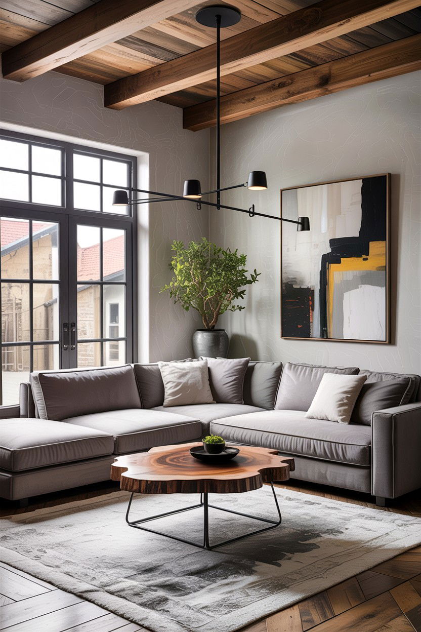 Modern Rustic Grey Living Room - 30 rustic grey living room ideas