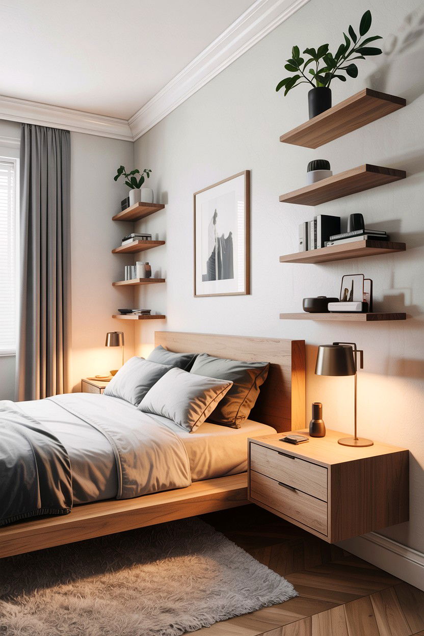 Modern Scandi Bedroom With Floating Nightstands - 30 scandinavian white bedroom ideas