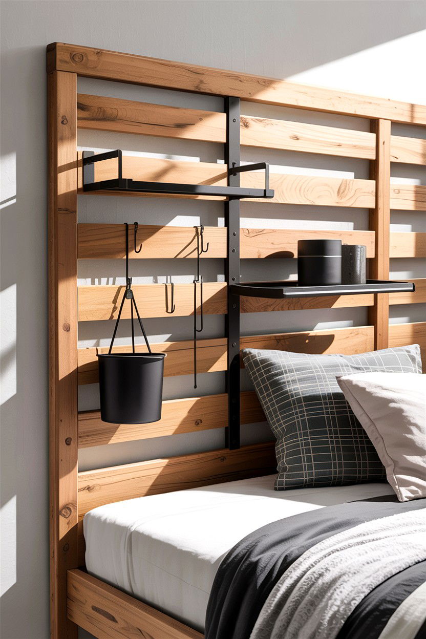 Modern Slat Headboard - 30 bedroom storage headboards