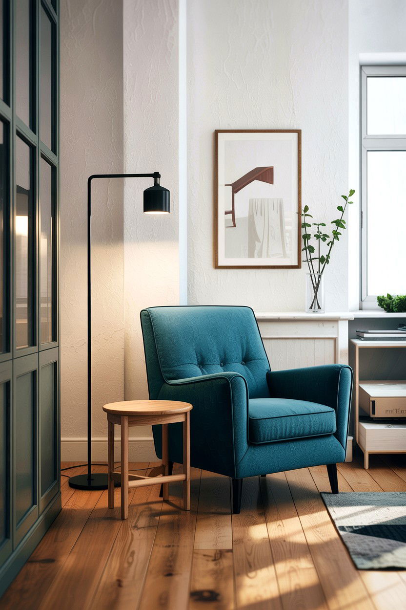 Modern Teal Armchair - 30 scandinavian teal living room ideas