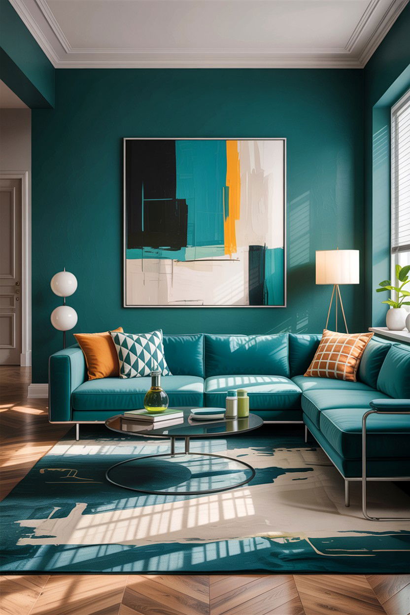 Modern Teal Living Room - 30 teal living room design ideas