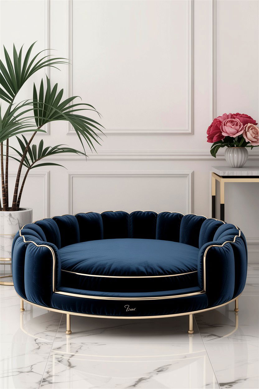 Modern Velvet Dog Bed - 30 dog bed living room ideas