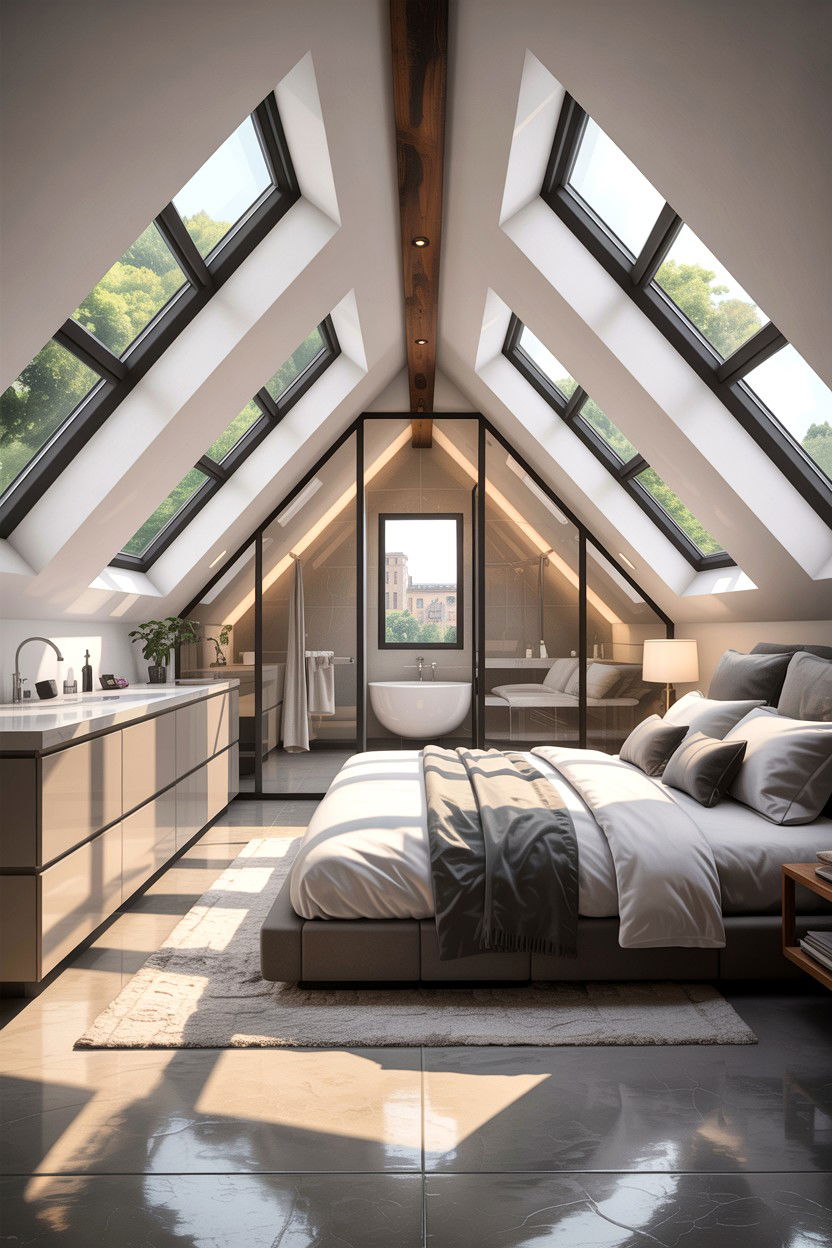 Modern attic suite - 30 attic bedroom ideas
