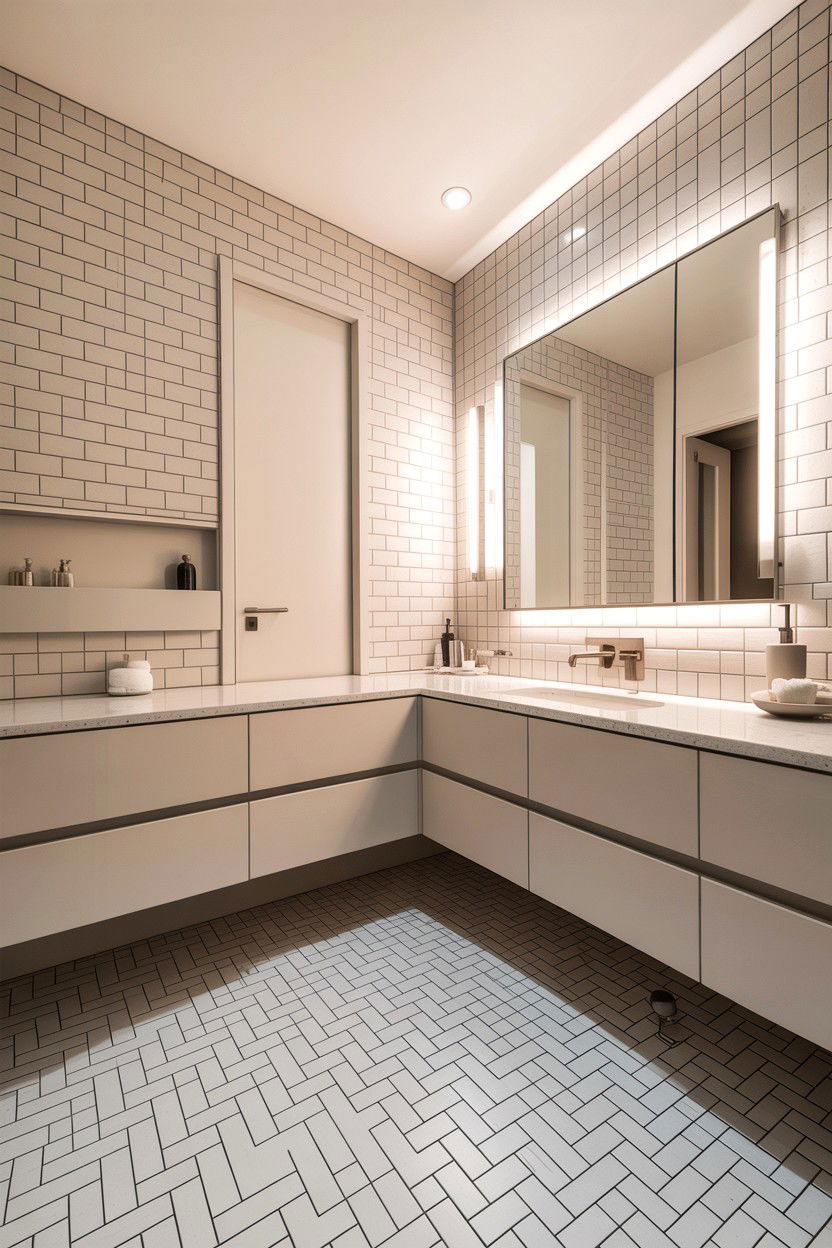 Modern basketweave bathroom - 30 basketweave pattern bathroom ideas