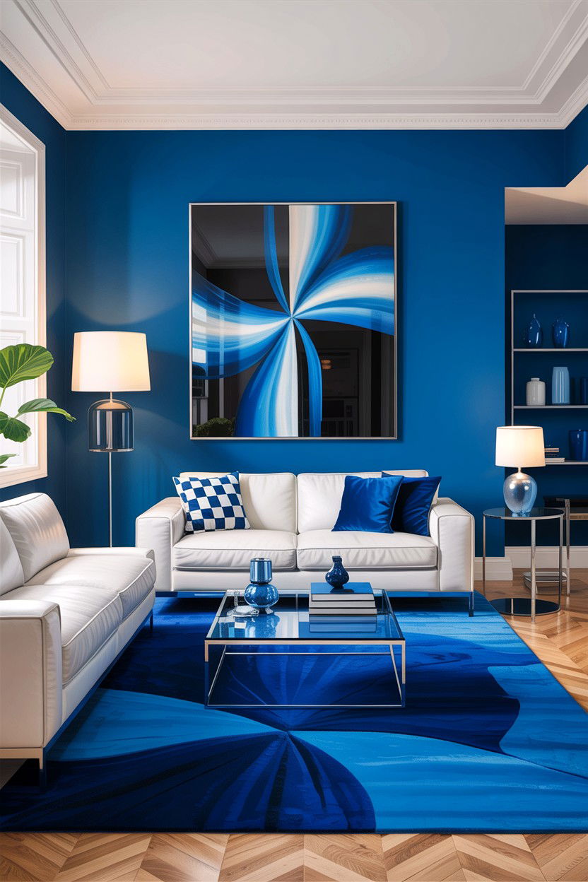 Modern blue living room - 30 blue and white living room ideas