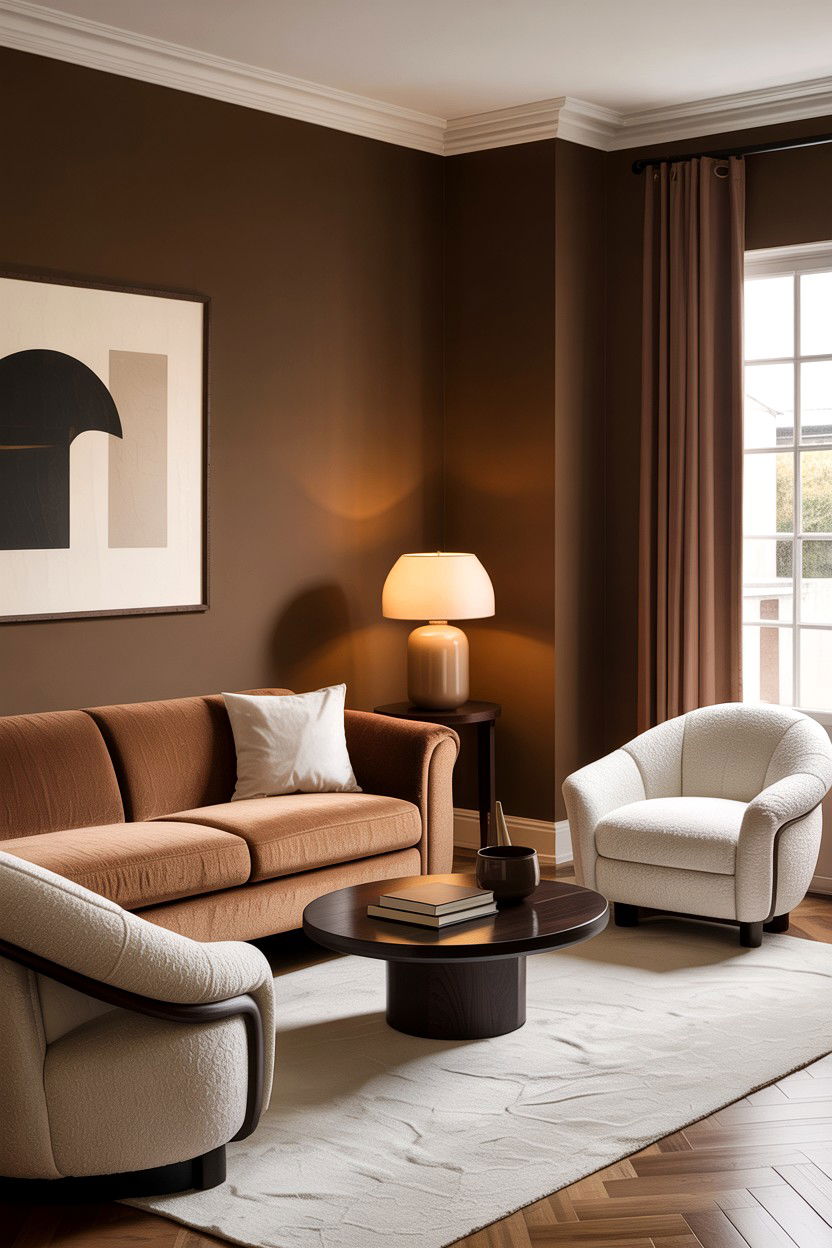 Modern brown and cream living room - 30 warm brown living room ideas