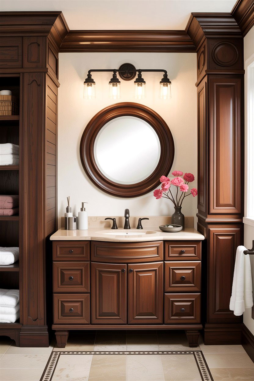 Modern brown bathroom mirror frame - 30 chocolate brown bathroom ideas