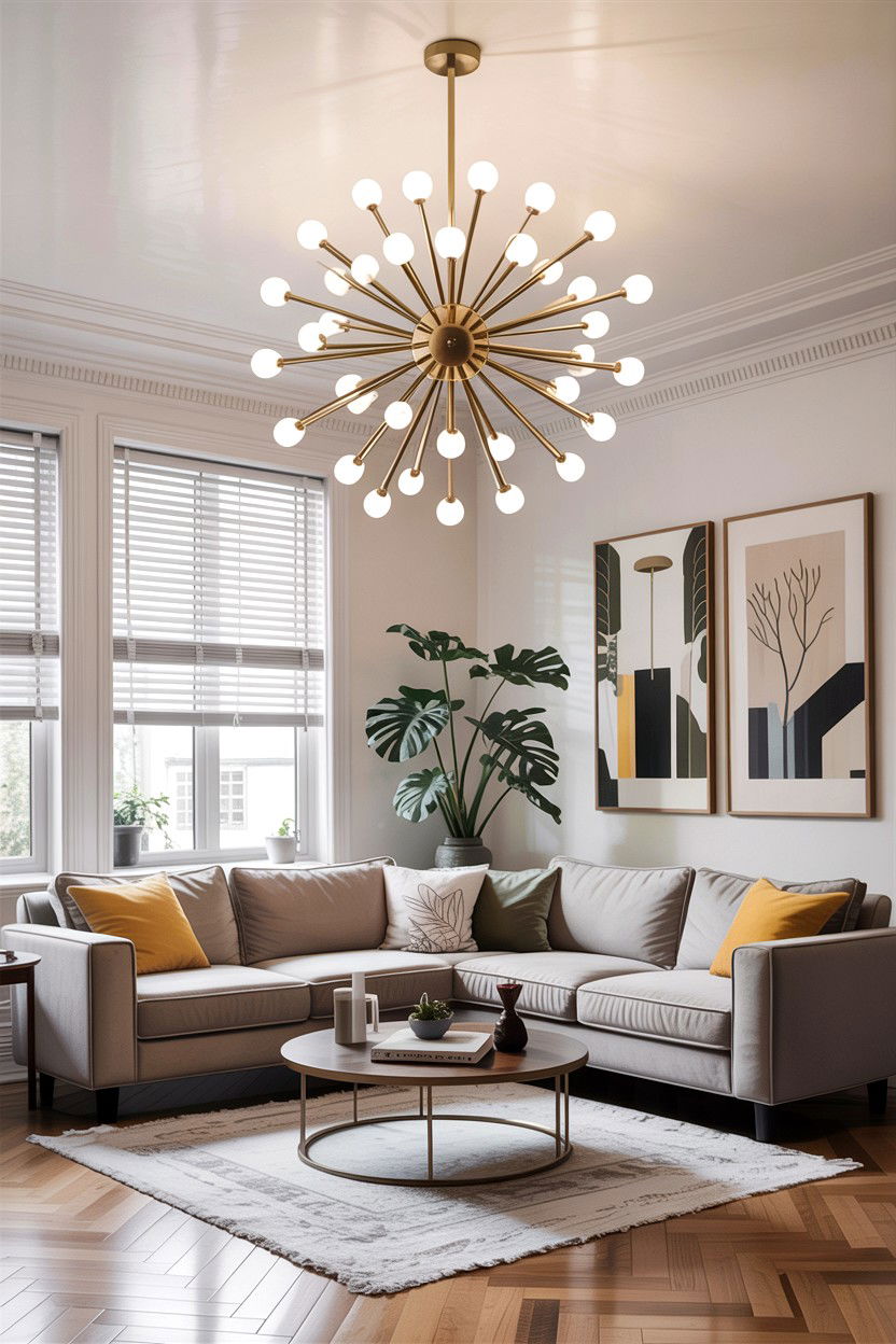 Modern chandelier light - 30 before and after living room ideas
