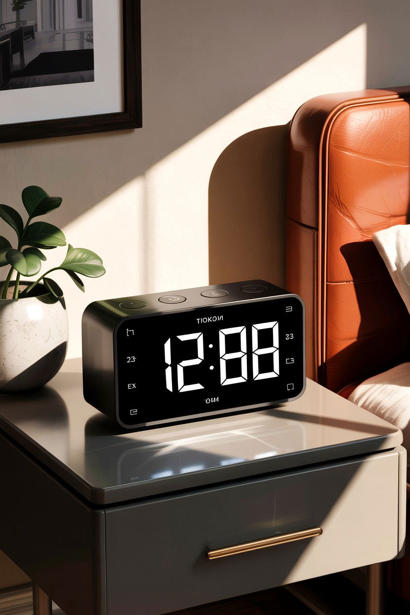 Modern digital alarm clock - 30 bedroom clock ideas